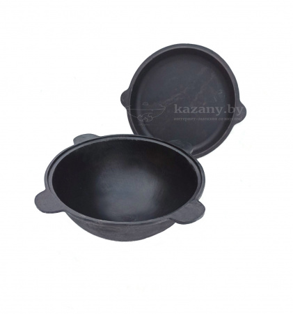 Казан узбекский чугунный 10л круглое дно с крышкой-сковородой